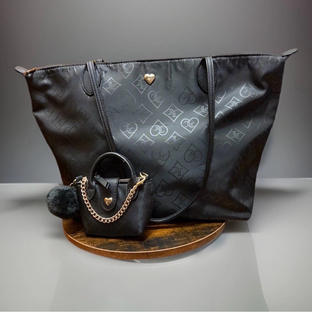 Juicy Couture Tote Bag Liquorice Black with Heart Wallet Set